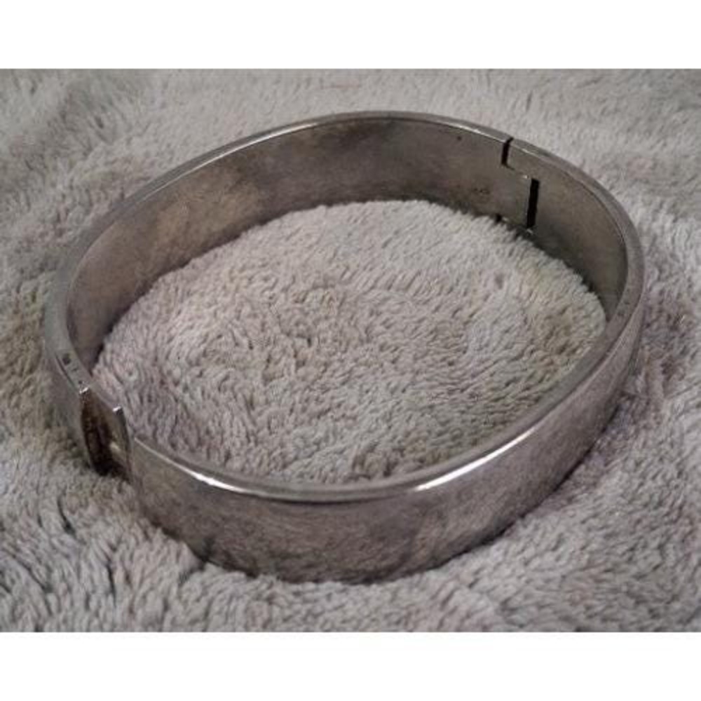 Vintage Heavy 70g Sterling Silver Hinged Bangle Bracelet 925 Minimalist Dome